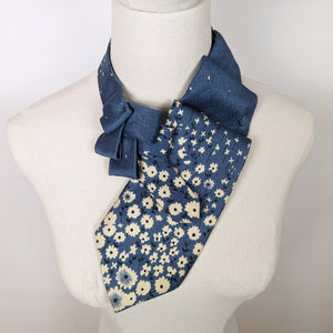 Ascot Scarf In Sapphire Blue With Cream Flowers