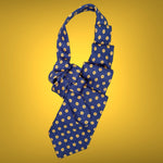 Load image into Gallery viewer, Men&#39;s Ascot In Blue And Gold Polka Dots
