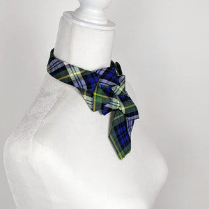 Ascot Scarf In A Blue Green and Yellow Tartan Print