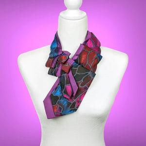 Double Ascot In Magenta And Teal Abstract Print.