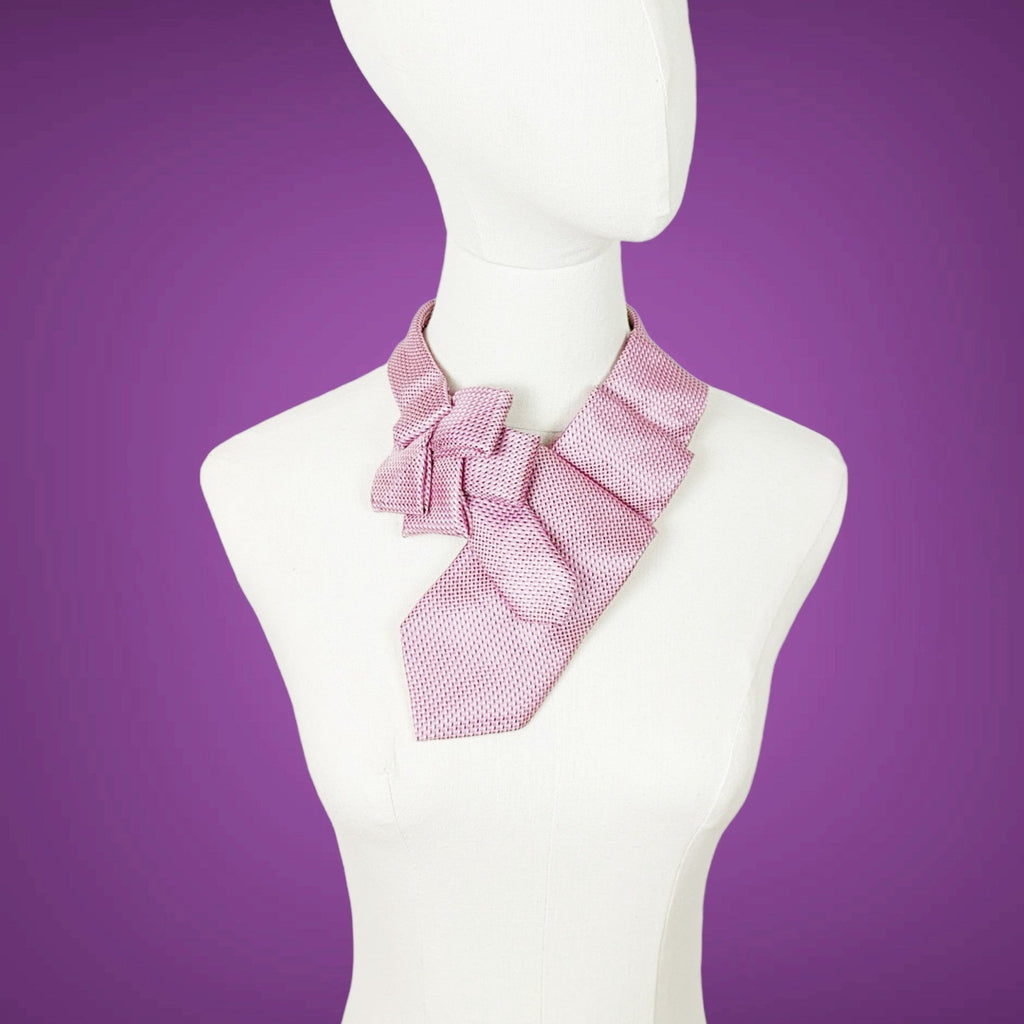 pink ascot scarf on a female mannequin
