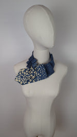 Load and play video in Gallery viewer, Ascot Scarf In Sapphire Blue With Cream Flowers
