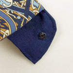 Load image into Gallery viewer, Detachable Tall Collar In Navy And Yellow 70&#39;s Print.
