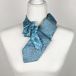 Load image into Gallery viewer, Ascot Scarf In Turquoise With Vintage Inspired Leafy Print
