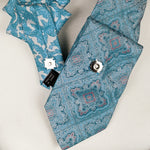Load image into Gallery viewer, Ascot Scarf In Turquoise With Vintage Inspired Leafy Print
