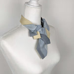 Load image into Gallery viewer, Women&#39;s Skinny Ascot Scarf In Retro Blue And Yellow Print.
