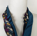 Load image into Gallery viewer, Double Necktie In Teal, Wine And Grey Geometric Print
