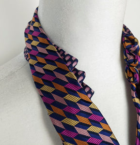 Double Necktie In Pink With A Hedgehog And Geometric Print