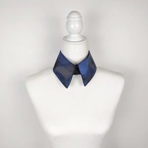 Detachable Collar In Blue And Black Pin Dot Print