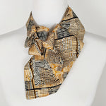 Load image into Gallery viewer, Ascot Scarf In Retro 60&#39;s Black And Gold Print.
