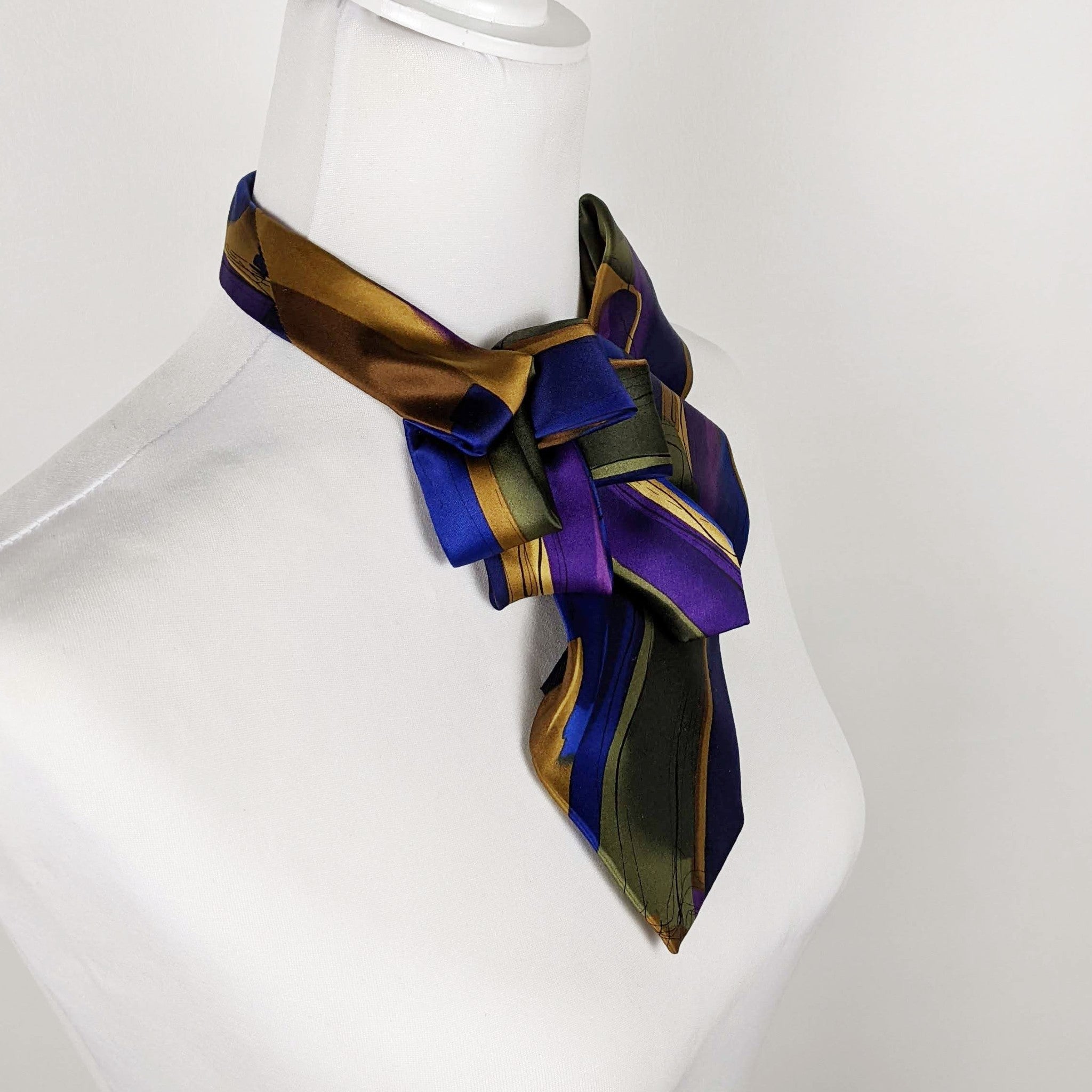 Ascot Scarf In Jeweled Toned Abstract Print