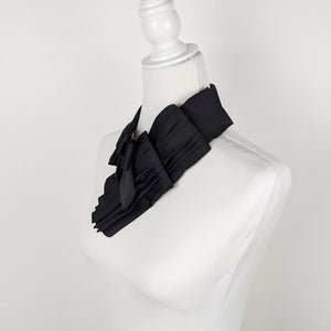 Women's Black Formal Ascot Scarf In Black With Pleats