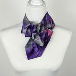 Load image into Gallery viewer, Ascot Scarf In A Purple, Grey And Pink Abstract Print
