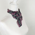 Load image into Gallery viewer, Ascot Scarf In A Grey And Pink Plaid Print.

