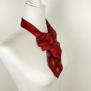 Ascot Scarf In A Red Tie Dye Print.