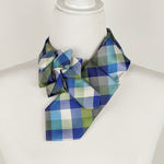 Load image into Gallery viewer, Ascot Scarf In A Blue And Green Check Print
