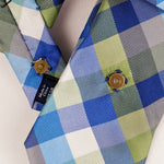 Load image into Gallery viewer, Ascot Scarf In A Blue And Green Check Print
