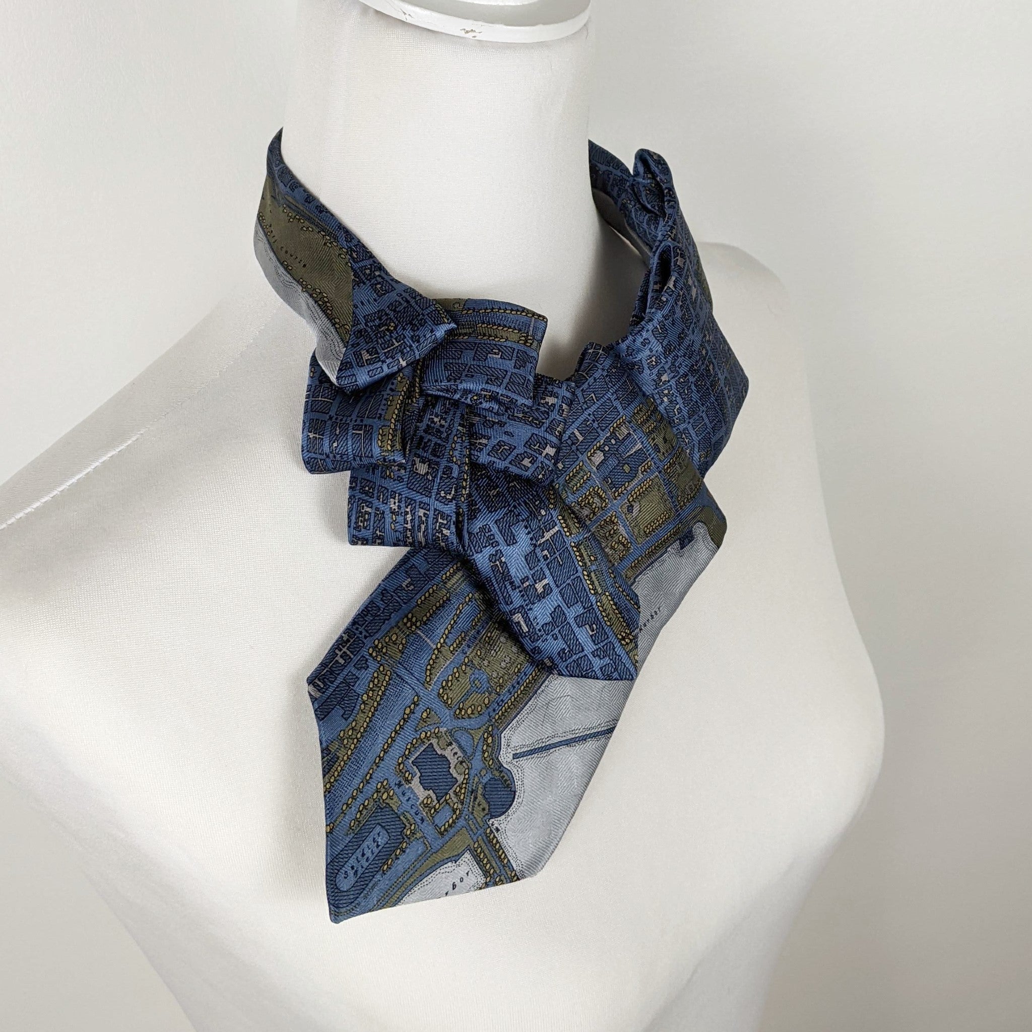 Ascot Scarf In A Blue Chicago Map Print