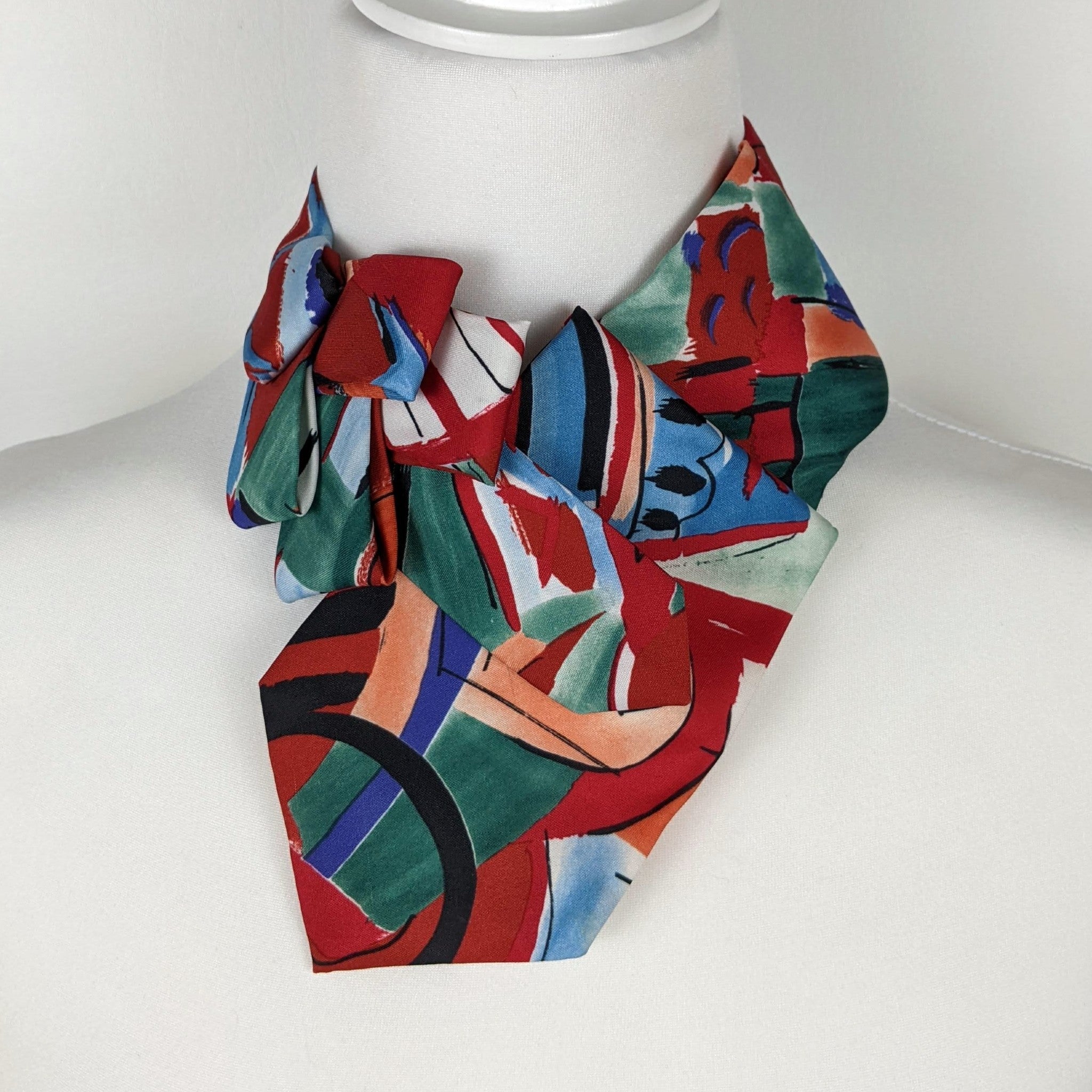 Ascot Scarf In A Multi Colored 1980's Abstract Print