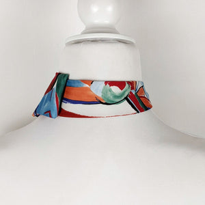 Ascot Scarf In A Multi Colored 1980's Abstract Print