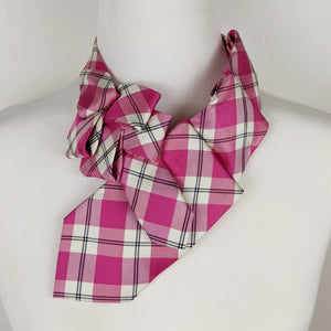 Ascot Scarf In Pink And White Plaid
