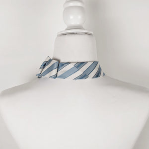 Ascot Scarf In A Blue And White Striped Print.