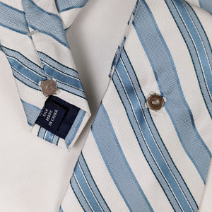 Ascot Scarf In A Blue And White Striped Print.