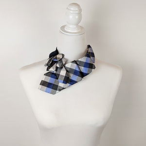 Ascot Scarf In A Blue, Black And Grey Check Print