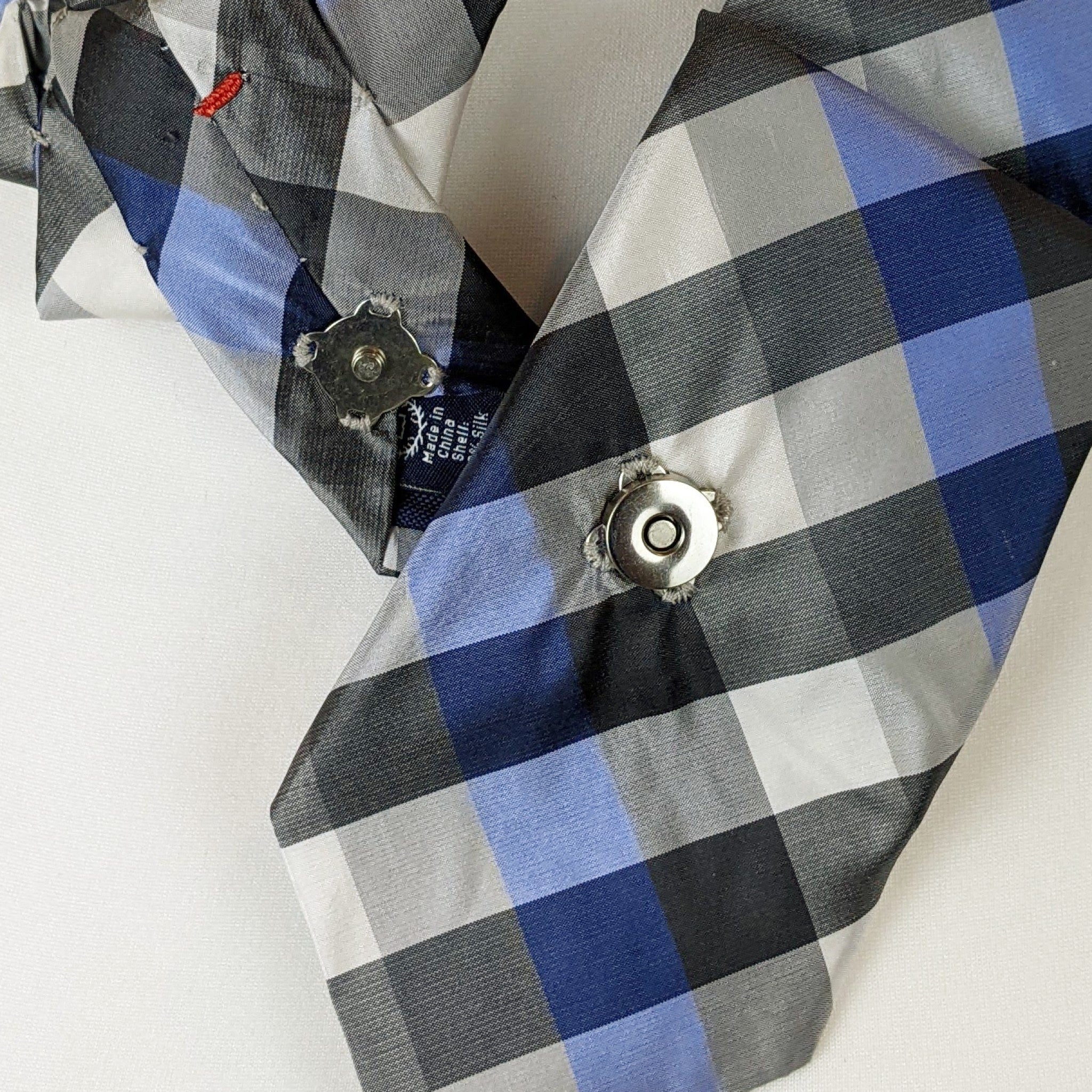 Ascot Scarf In A Blue, Black And Grey Check Print