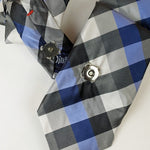 Load image into Gallery viewer, Ascot Scarf In A Blue, Black And Grey Check Print
