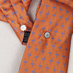 Load image into Gallery viewer, Scarf In Orange With A Blue Flamingo Print.
