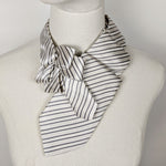 Load image into Gallery viewer, Formal Ascot Scarf In White With A Grey Stripe
