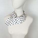 Load image into Gallery viewer, Ascot Scarf In White With A Black Polka Dot Print.
