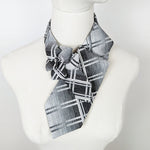 Load image into Gallery viewer, Ascot Scarf In A Black, White And Grey Retro Print.
