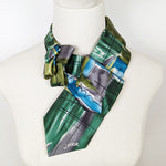 Load image into Gallery viewer, Ascot Scarf In An Abstract Print Of Green And Grey

