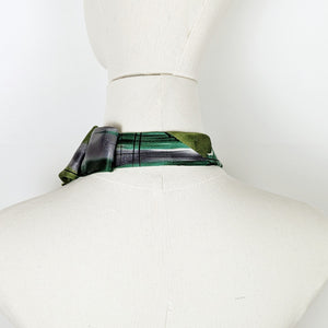 Ascot Scarf In An Abstract Print Of Green And Grey