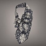Load image into Gallery viewer, Men&#39;s Steampunk Ascot In Navy With Silver Grey Print
