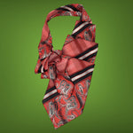 Load image into Gallery viewer, Men&#39;s Ascot With Red, Black And Grey Paisley And Stripes
