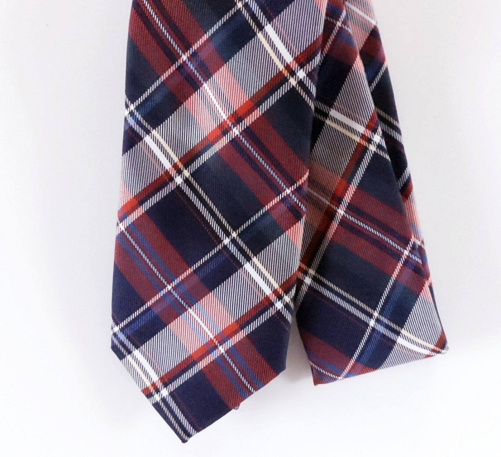 Ascot Scarf In A Navy And Red Tartan Print