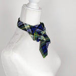 Load image into Gallery viewer, Ascot Scarf In A Blue Green and Yellow Tartan Print
