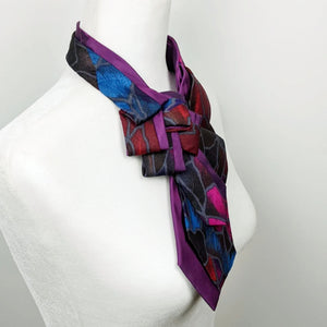 Double Ascot In Magenta And Teal Abstract Print.