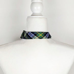 Ascot Scarf In A Blue Green and Yellow Tartan Print