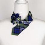 Load image into Gallery viewer, Ascot Scarf In A Blue Green and Yellow Tartan Print
