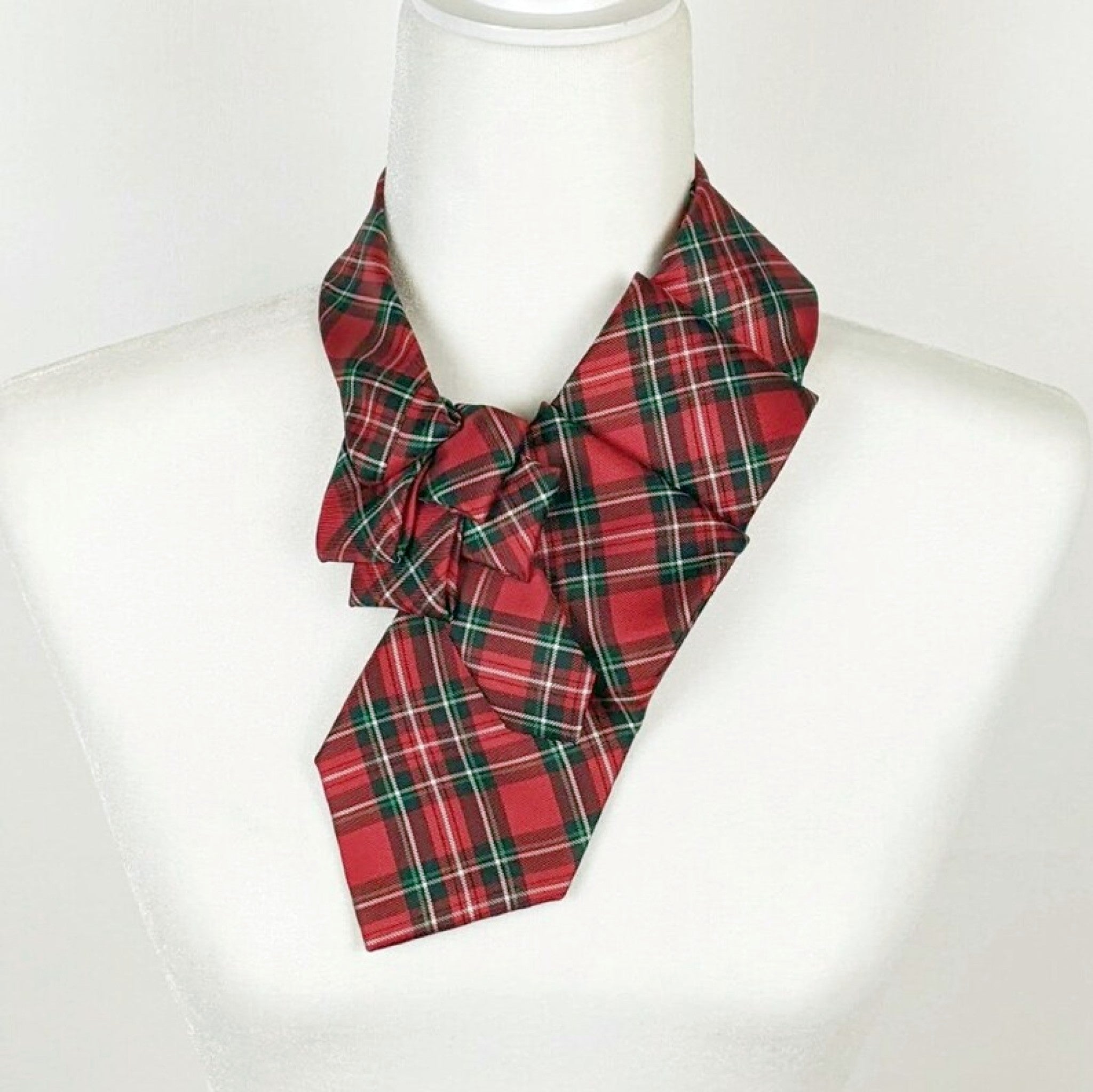 Ascot Scarf In A Red And Green Royal Stewart Tartan Print