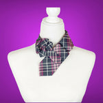 Load image into Gallery viewer, Ascot Scarf In A Grey And Pink Plaid Print.
