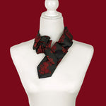 Load image into Gallery viewer, Women&#39;s Skinny Black Ascot Scarf With A Red Rose Print.
