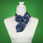 Load image into Gallery viewer, Ascot Scarf In A Blue 1970&#39;s Swirl Print
