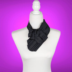 Women's Black Formal Ascot Scarf In Black With Pleats