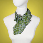 Load image into Gallery viewer, Green pleated ascot in green with dragonflies and butterflies
