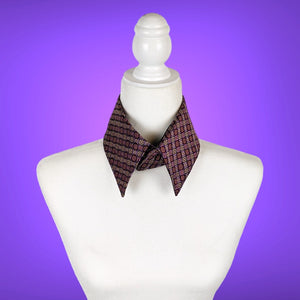 Detachable Collar In A Plum And Gold Geometric Print.